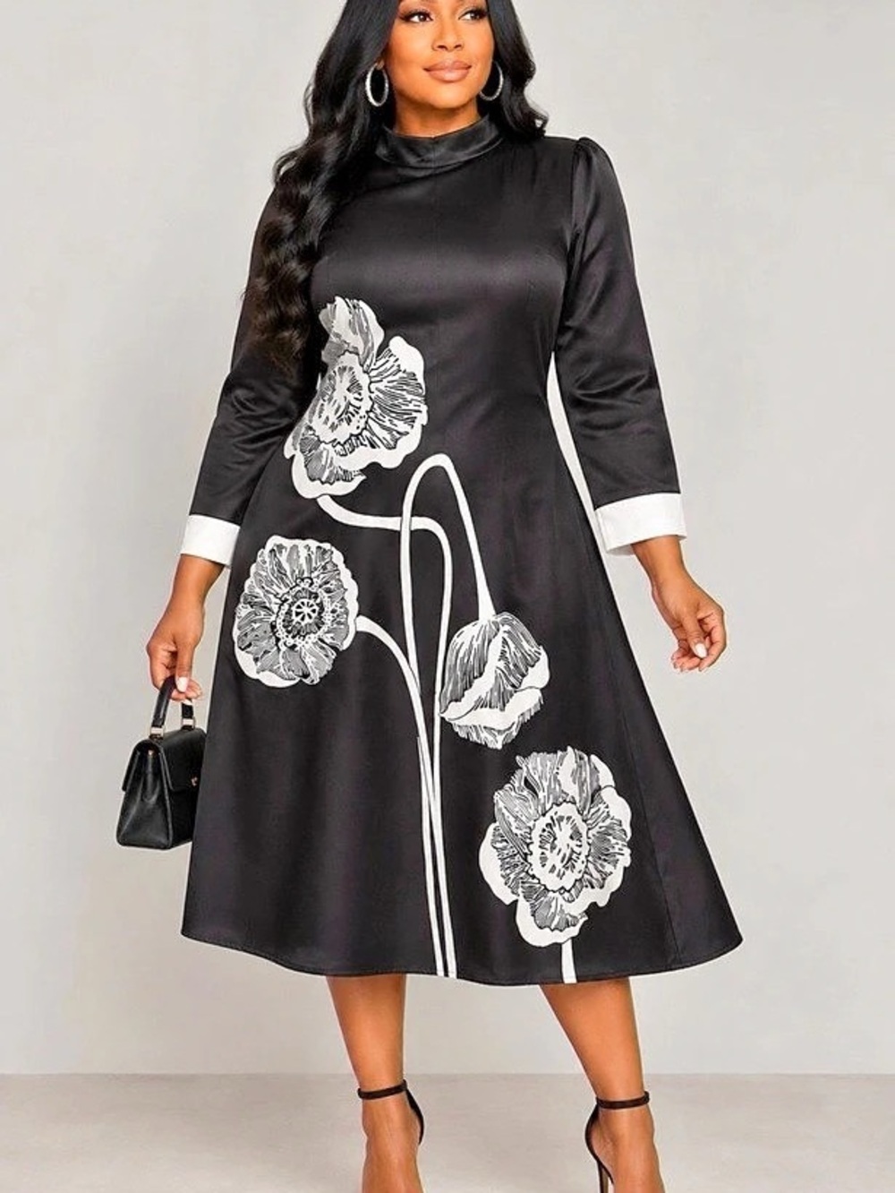 STYLEWE Black & White Floral Midi Dress NWOT